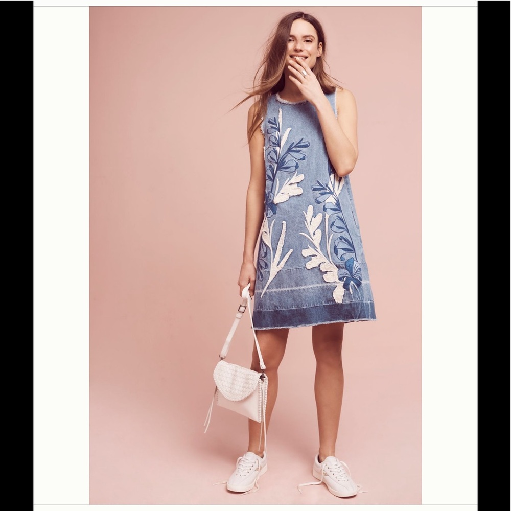 Anthropologie leaves shift dress S